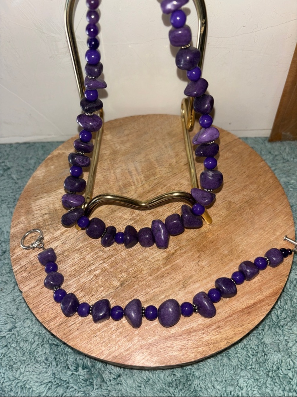 Purple Beaded Necklace and Bracelet Women Jewelry